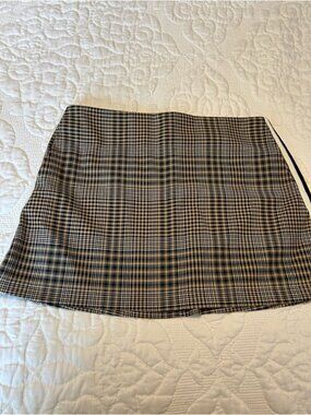 Brown and Black Plaid Mini Skirt